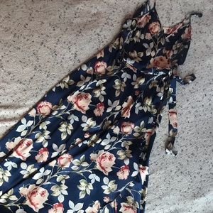 Floral high low wrap dress